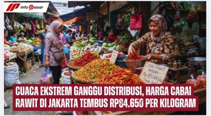 Cuaca Ekstrem Ganggu Distribusi, Harga Cabai Rawit di Jakarta Tembus Rp84.650 Per Kilogram