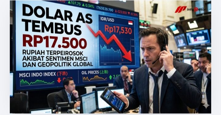 Dolar AS Tembus Rp17.500, Rupiah Terperosok Akibat Sentimen MSCI dan Geopolitik Global