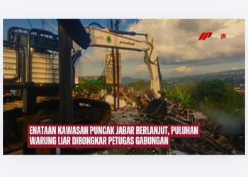 Penataan Kawasan Puncak Jabar Berlanjut, Puluhan Warung Liar Dibongkar Petugas Gabungan