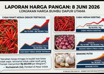 Harga Cabai dan Bawang Melonjak Tajam per 8 Juni 2026, Emak-Emak Menjerit