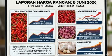 Harga Cabai dan Bawang Melonjak Tajam per 8 Juni 2026, Emak-Emak Menjerit