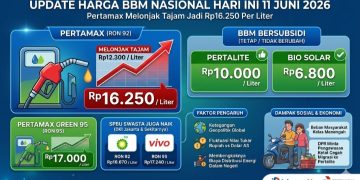 Pertamax Melonjak Tajam Jadi Rp16.250 Per Liter, Simak Update Harga BBM Nasional Hari Ini 11 Juni 2026