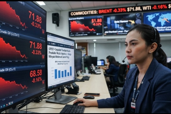 OPEC+ Tambah Produksi, Harga Minyak Brent dan WTI Melemah Senin Pagi