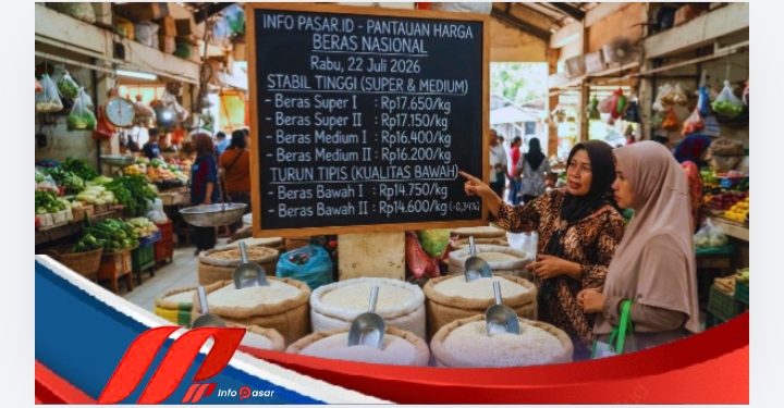 Harga Beras Nasional Stabil Tinggi, Beras Kualitas Bawah Alami Penurunan Tipis