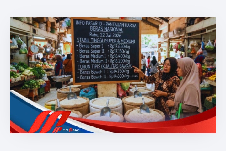 Harga Beras Nasional Stabil Tinggi, Beras Kualitas Bawah Alami Penurunan Tipis