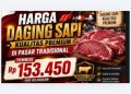 Harga Daging Sapi Kualitas Premium di Pasar Tradisional Tembus Rp153.450 per Kilogram