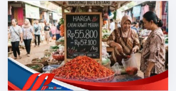 Harga Cabai Rawit Merah Rp55.800 hingga Rp57.100 per Kilogram