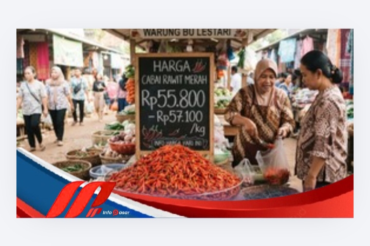 Harga Cabai Rawit Merah Rp55.800 hingga Rp57.100 per Kilogram