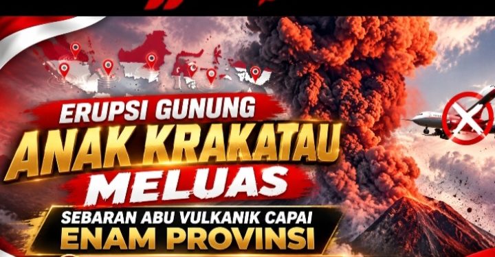 Erupsi Gunung Anak Krakatau Meluas, Sebaran Abu Vulkanik Capai Enam Provinsi dan Ganggu Penerbangan